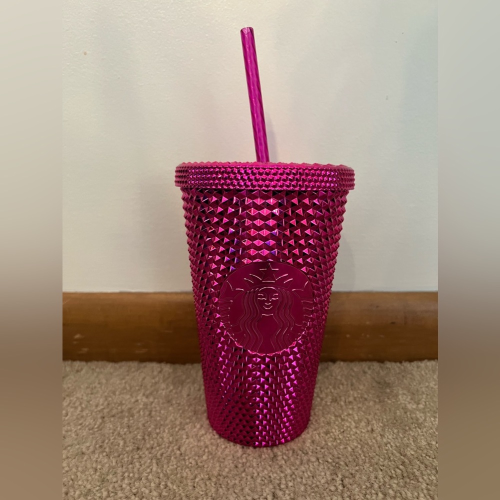 Starbucks Holiday 2022 Metallic Pink Bling Studded Cold Grande Cup. 16oz. NWT